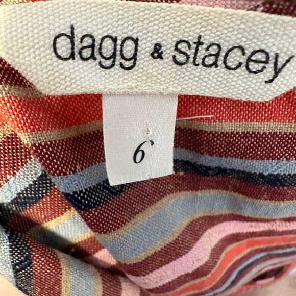 Dagg & Stacey Dress Multicolor Gray Women 6 Striped Sleeveless Shift Mini Casual - Picture 7 of 8